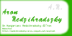 aron medzihradszky business card